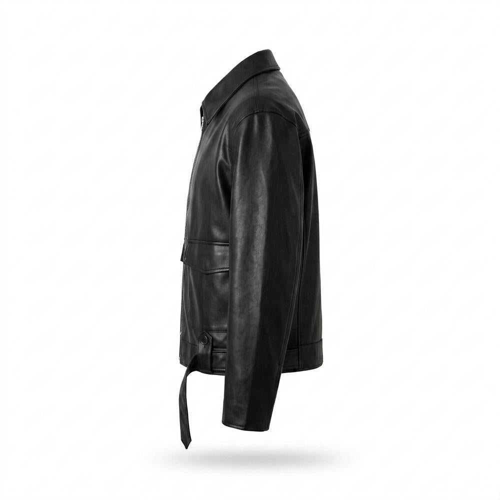 Mens Outlet House - Sonud | Zippered Belted Leather Jacket Men