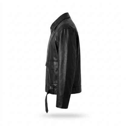 Mens Outlet House - Sonud | Zippered Belted Leather Jacket Men