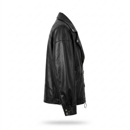 Mens Outlet House - Milom | Asymmetrical Oversized Leather Jacket Unisex