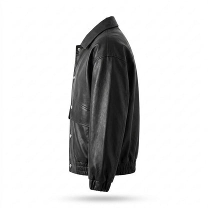 Mens Outlet House - Lelan | Lined Relaxed Fit Leather Jacket Men