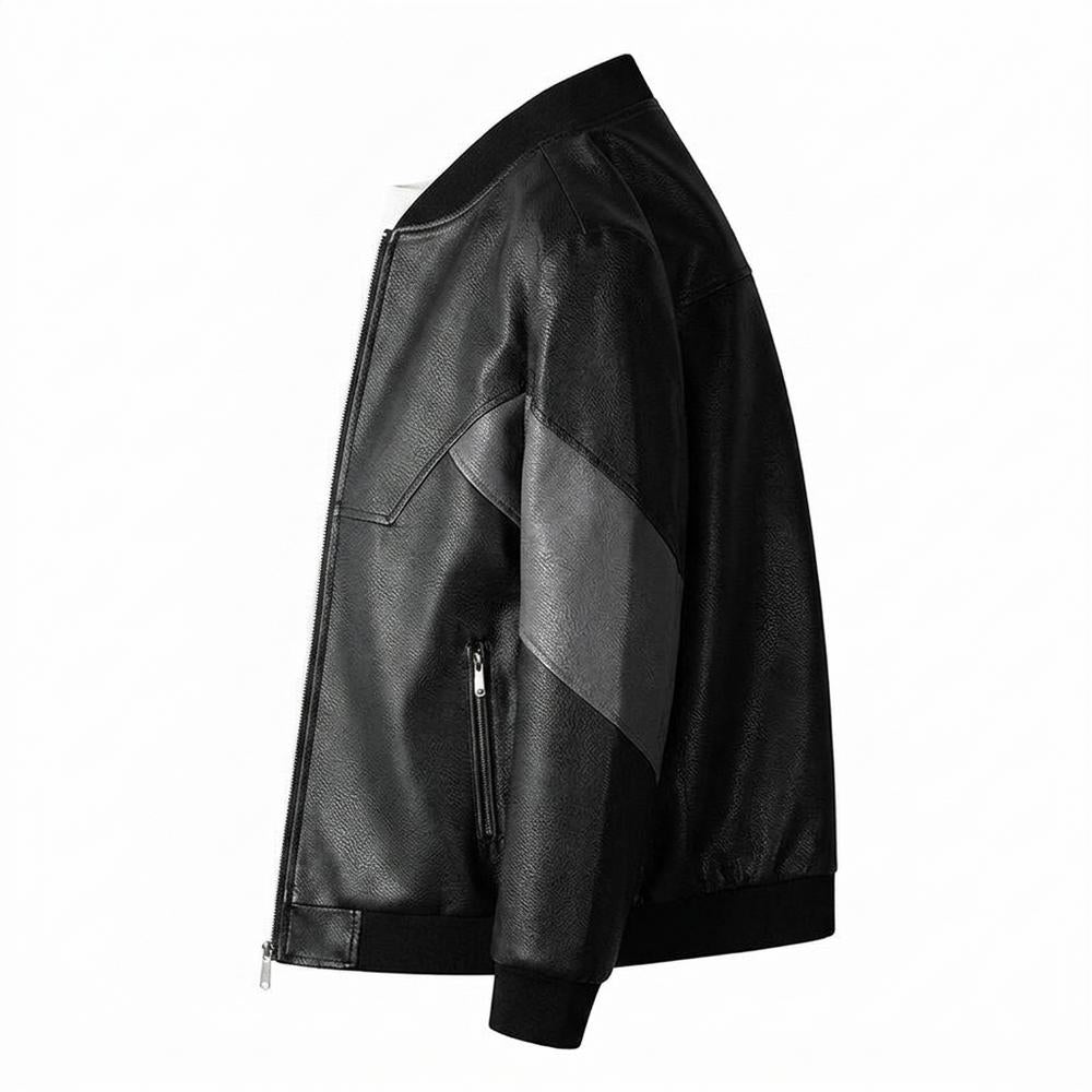 Mens Outlet House - Niren | Two-Tone Textured Leather Jacket Men