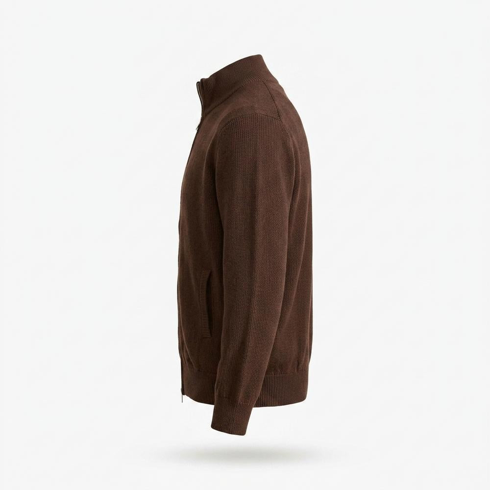 Mens Outlet House - Kekar | Zip-Up High-Neck Knit Cardigan Men