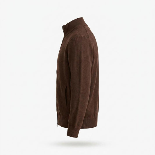 Mens Outlet House - Kekar | Zip-Up High-Neck Knit Cardigan Men