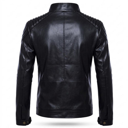 Mens Outlet House - Casen | Quilted Stand-Collar Leather Jacket Men