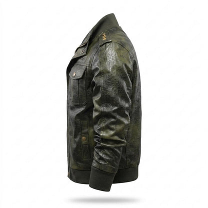 Mens Outlet House - Marel | Embroidered Lined Leather Jacket Men