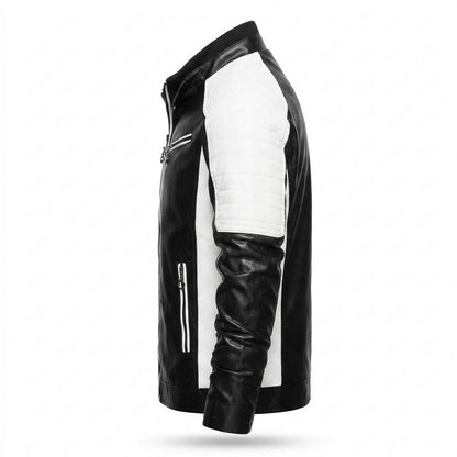Mens Outlet House - Varen | Two-Tone Quilted Leather Jacket Men