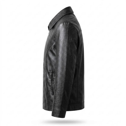Mens Outlet House - Sesil | Zip-Up Collared Leather Jacket Men