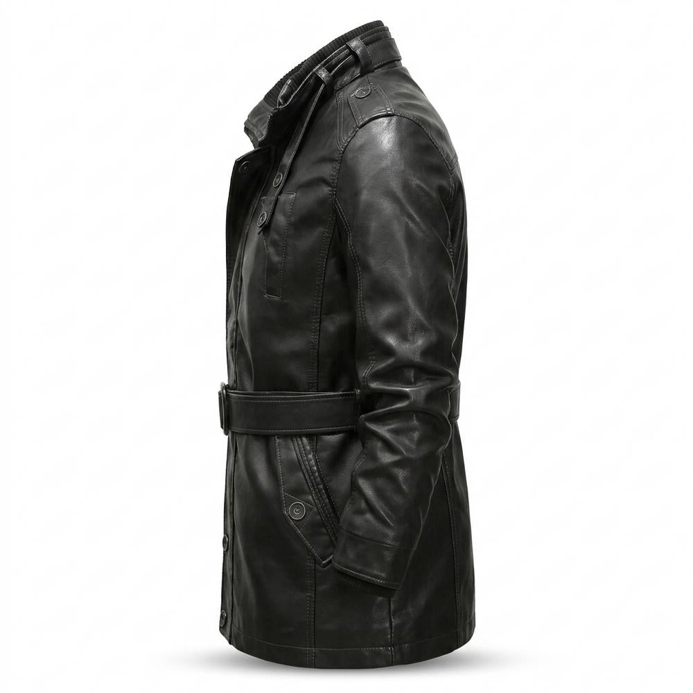 Mens Outlet House - Cotor | Belted Lined Leather Jacket Men
