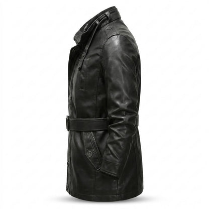 Mens Outlet House - Cotor | Belted Lined Leather Jacket Men