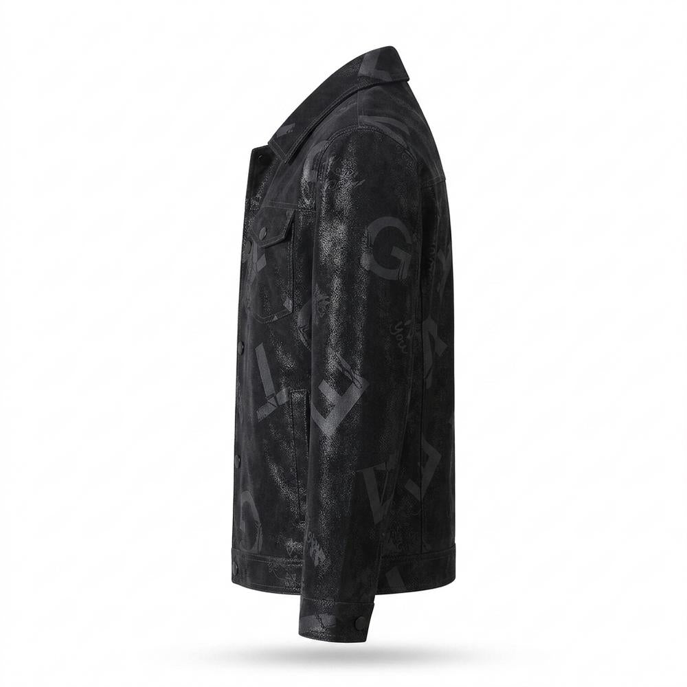 Mens Outlet House - Armel | Printed Faux Leather Jacket Men
