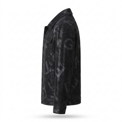 Mens Outlet House - Armel | Printed Faux Leather Jacket Men