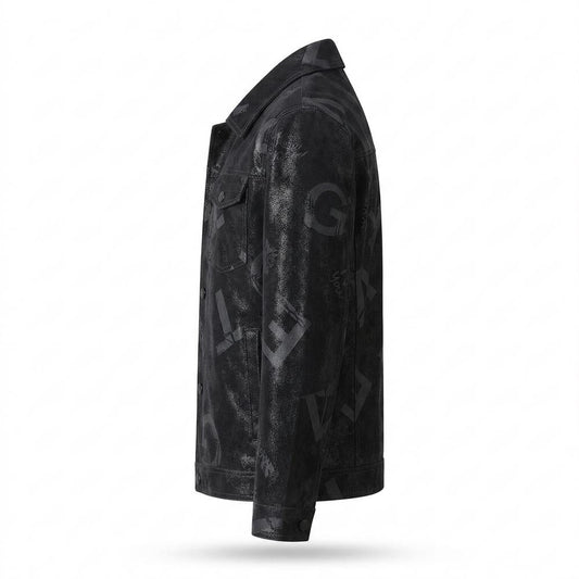 Mens Outlet House - Armel | Printed Faux Leather Jacket Men