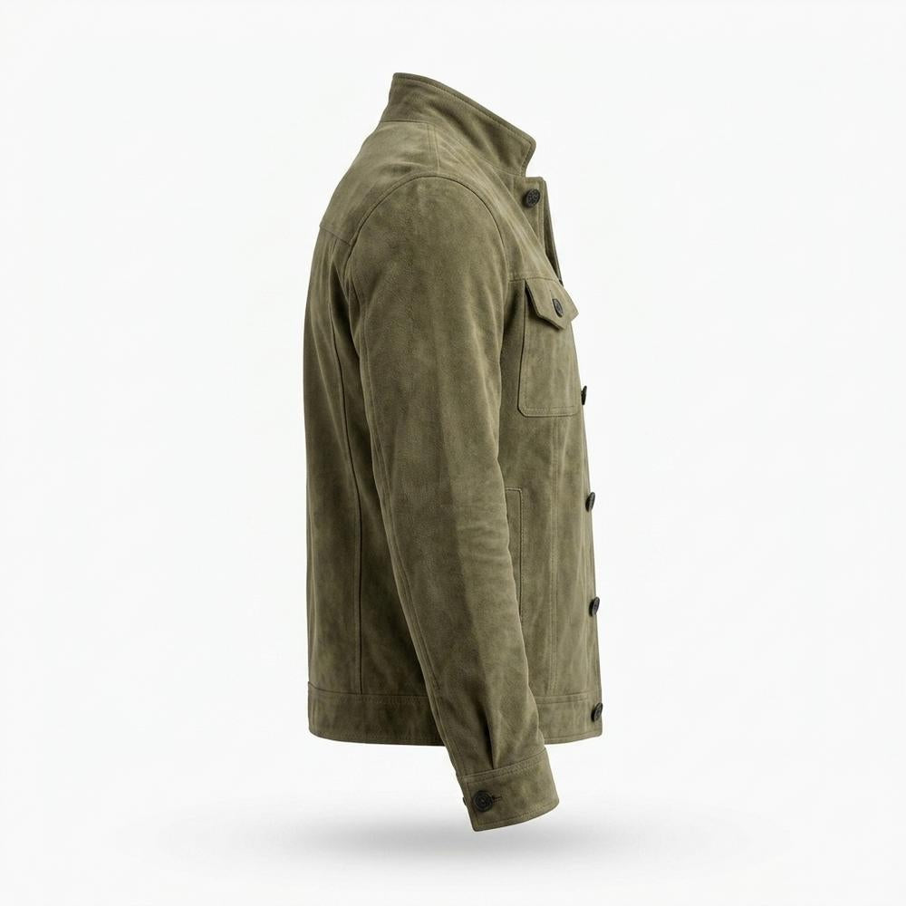 Mens Outlet House - Lefok | Suede-Effect Button-Front Jacket Men