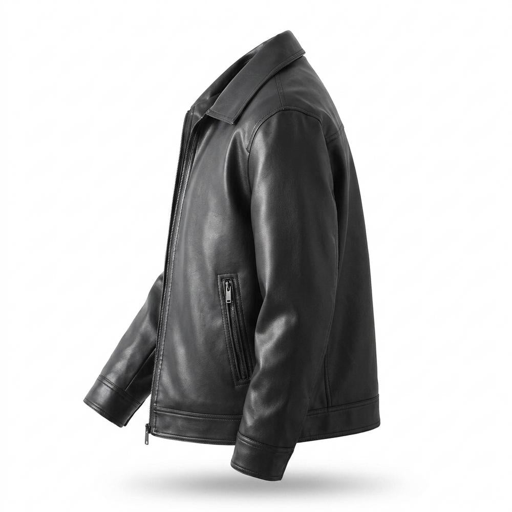 Mens Outlet House - Tilin | Quilted-Lining Zip-Up Leather Jacket Men