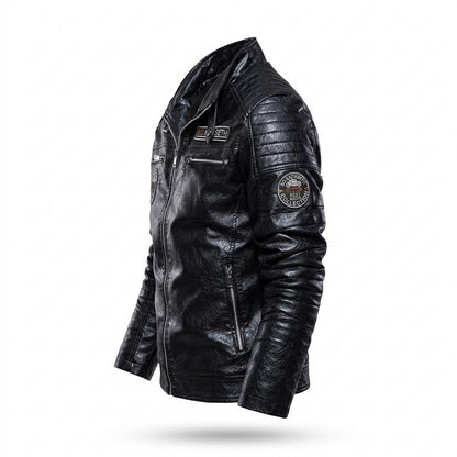 Mens Outlet House - Kesan | Quilted Zipped Leather Jacket Men