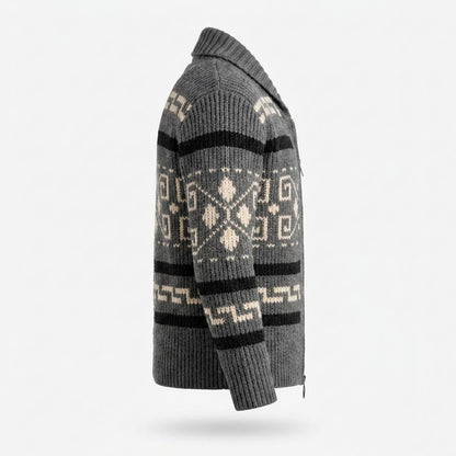 Mens Outlet House - Ketak | Zip-Up Patterned Knit Cardigan Men