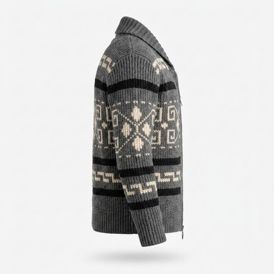 Mens Outlet House - Ketak | Zip-Up Patterned Knit Cardigan Men