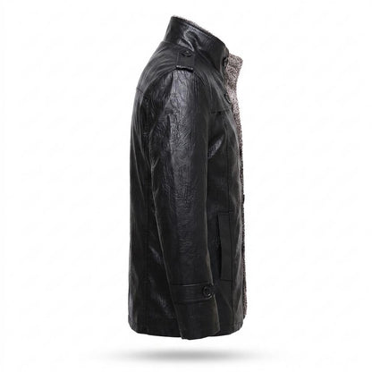 Mens Outlet House - Rilan | Fleece-Lined Button-Up Leather Jacket Men