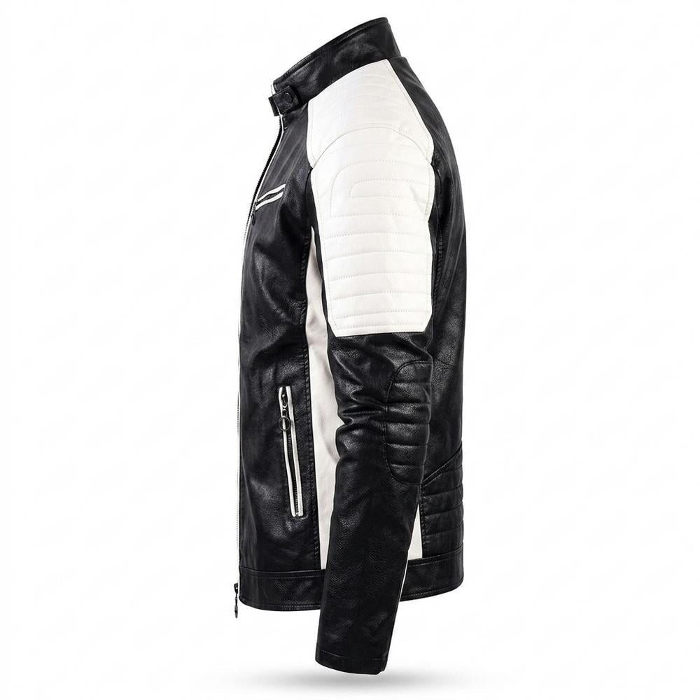 Mens Outlet House - Lovin | Two-Tone Fleece-Lined Leather Jacket Men