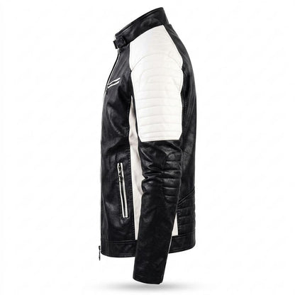 Mens Outlet House - Lovin | Two-Tone Fleece-Lined Leather Jacket Men