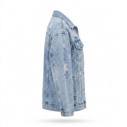 Mens Outlet House - Nivan | Distressed Oversized Denim Jacket Women