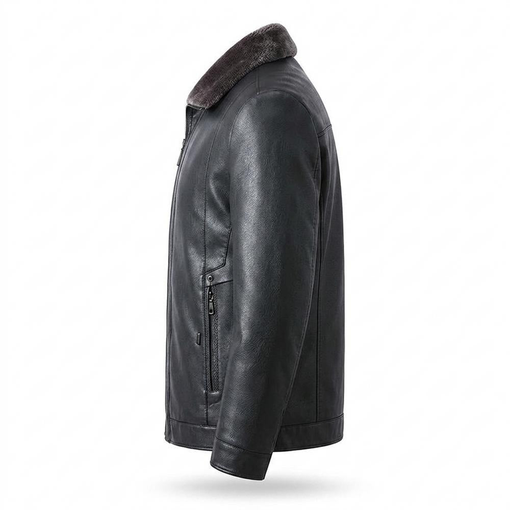 Mens Outlet House - Nisil | Lined Zip-Up Leather Jacket Men