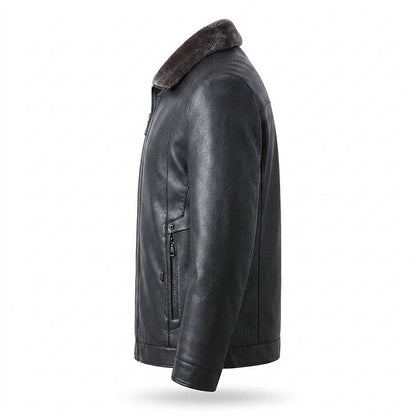 Mens Outlet House - Nisil | Lined Zip-Up Leather Jacket Men