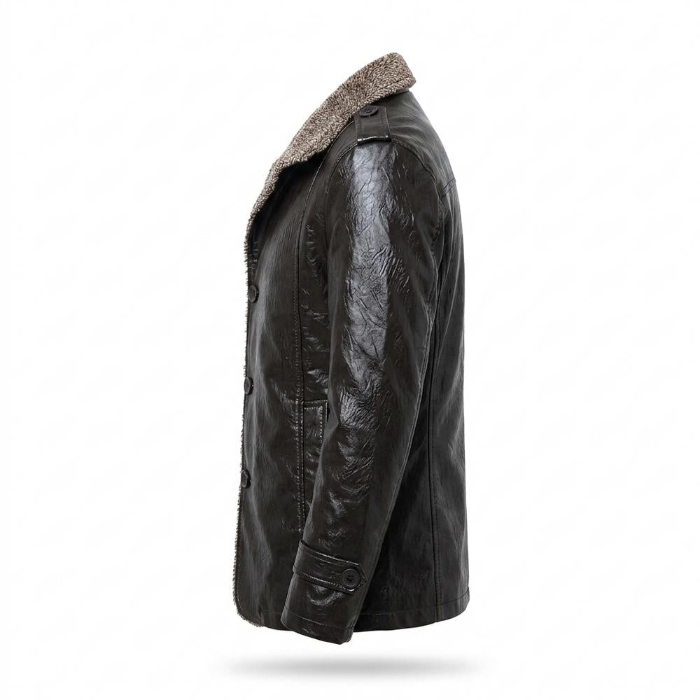 Mens Outlet House - Ramor | Lined Button-Up Leather Jacket Men