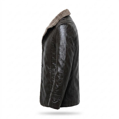 Mens Outlet House - Ramor | Lined Button-Up Leather Jacket Men