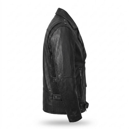 Mens Outlet House - Rasol | Asymmetrical Belted Leather Jacket Men