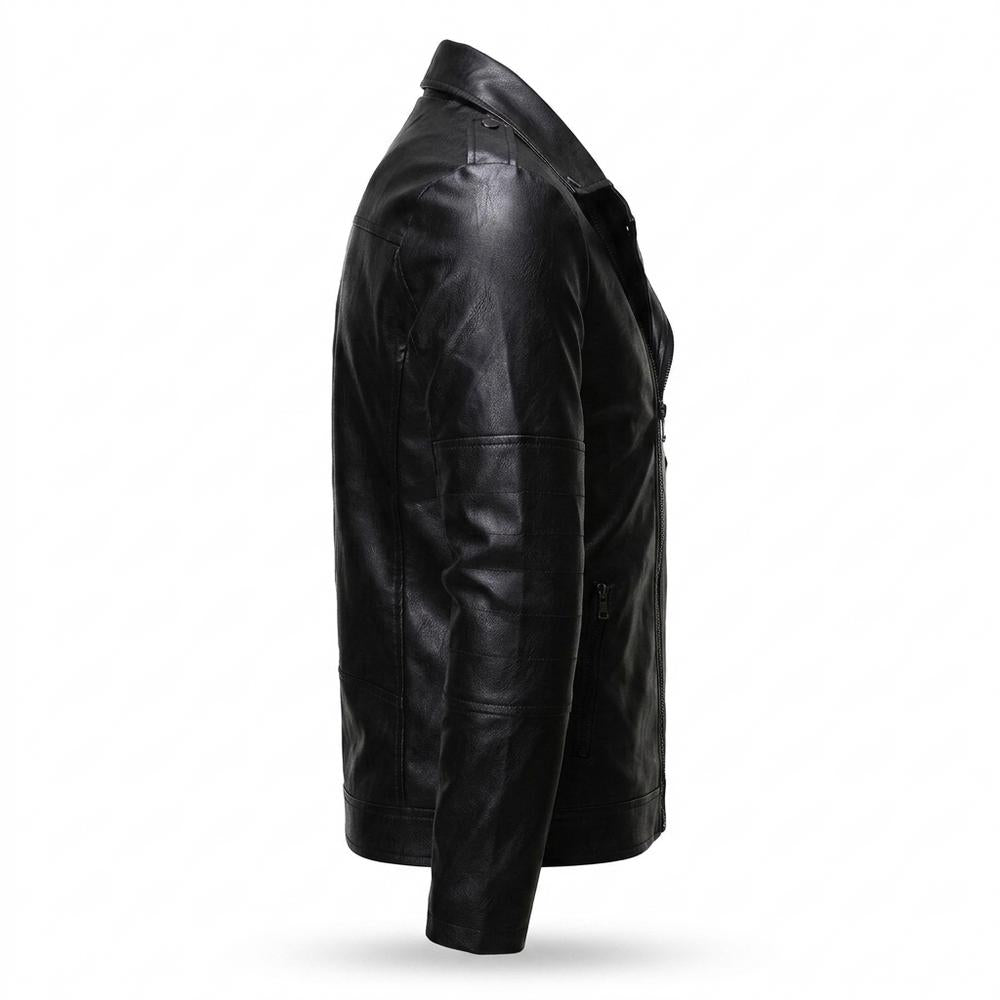 Mens Outlet House - Camor | Asymmetrical Zip-Up Leather Jacket Men