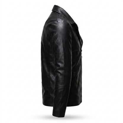 Mens Outlet House - Camor | Asymmetrical Zip-Up Leather Jacket Men