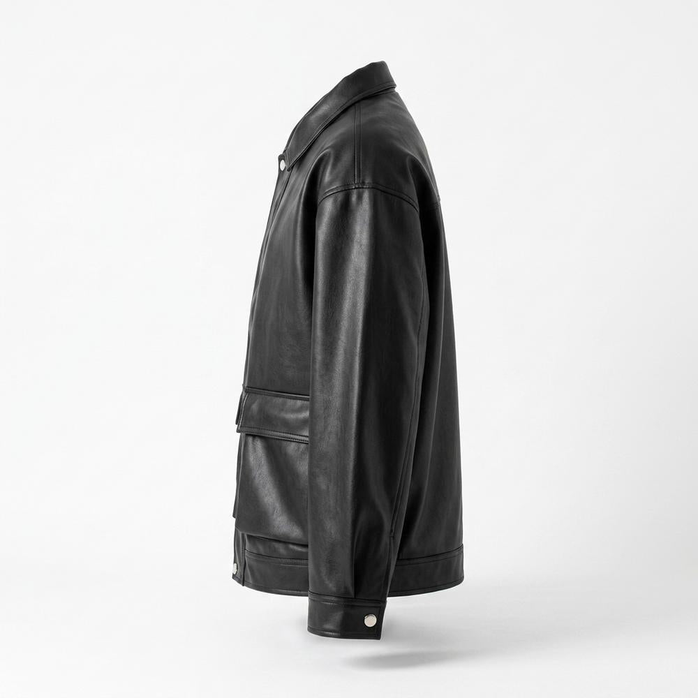Mens Outlet House - Lalor | Faux-Leather Snap-Button Jacket Unisex
