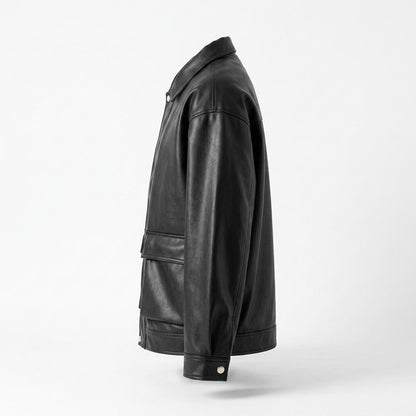 Mens Outlet House - Lalor | Faux-Leather Snap-Button Jacket Unisex