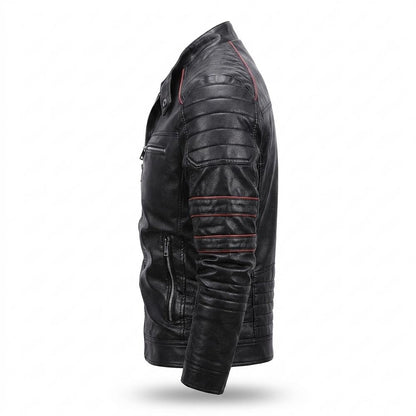 Mens Outlet House - Nosel | Quilted Zip-Up Leather Jacket Men