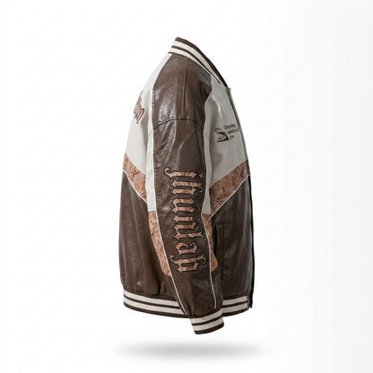 Mens Outlet House - Manal | Faux-Leather Embroidered Jacket Unisex
