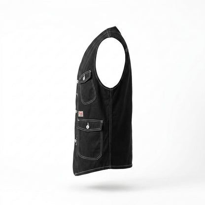 Mens Outlet House - Vavar | Contrast-Stitched Multi-Pocket Vest Men