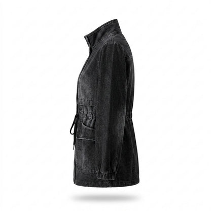 Mens Outlet House - Lizan | Drawstring-Waist Washed-Denim Jacket Women