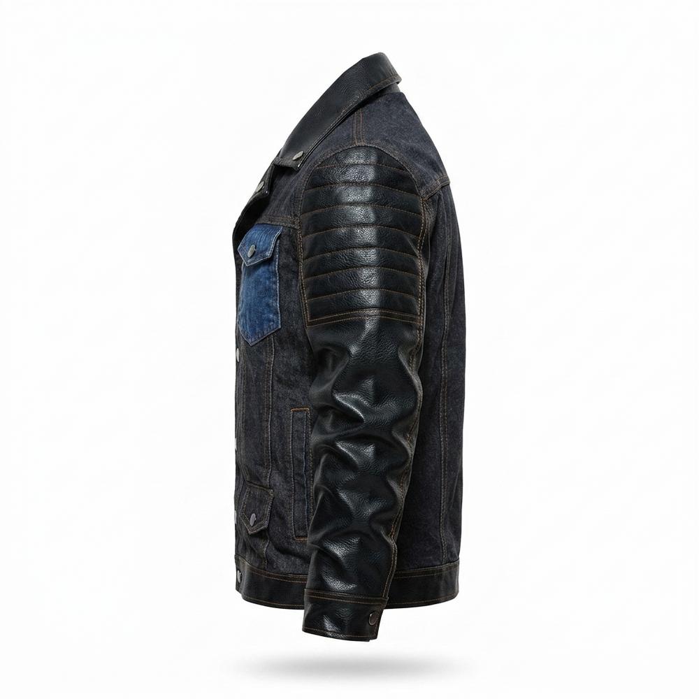 Mens Outlet House - Neven | Mixed-Material Quilted-Sleeve Denim Jacket Men