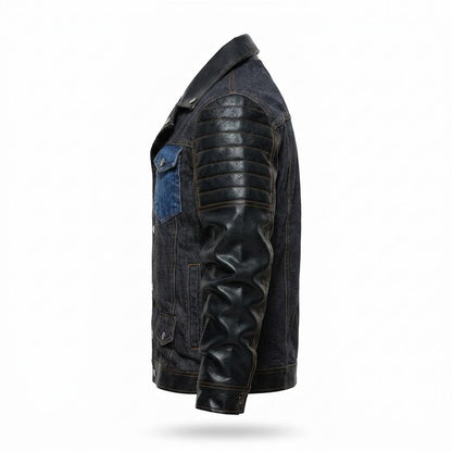 Mens Outlet House - Neven | Mixed-Material Quilted-Sleeve Denim Jacket Men