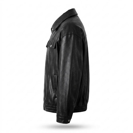 Mens Outlet House - Zesin | Zip-Up Relaxed-Fit Leather Jacket Men
