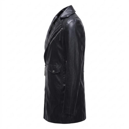Mens Outlet House - Nehal | Asymmetrical Faux-Leather Coat Men