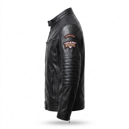 Mens Outlet House - Lesan | Quilted Grained Leather Jacket Men