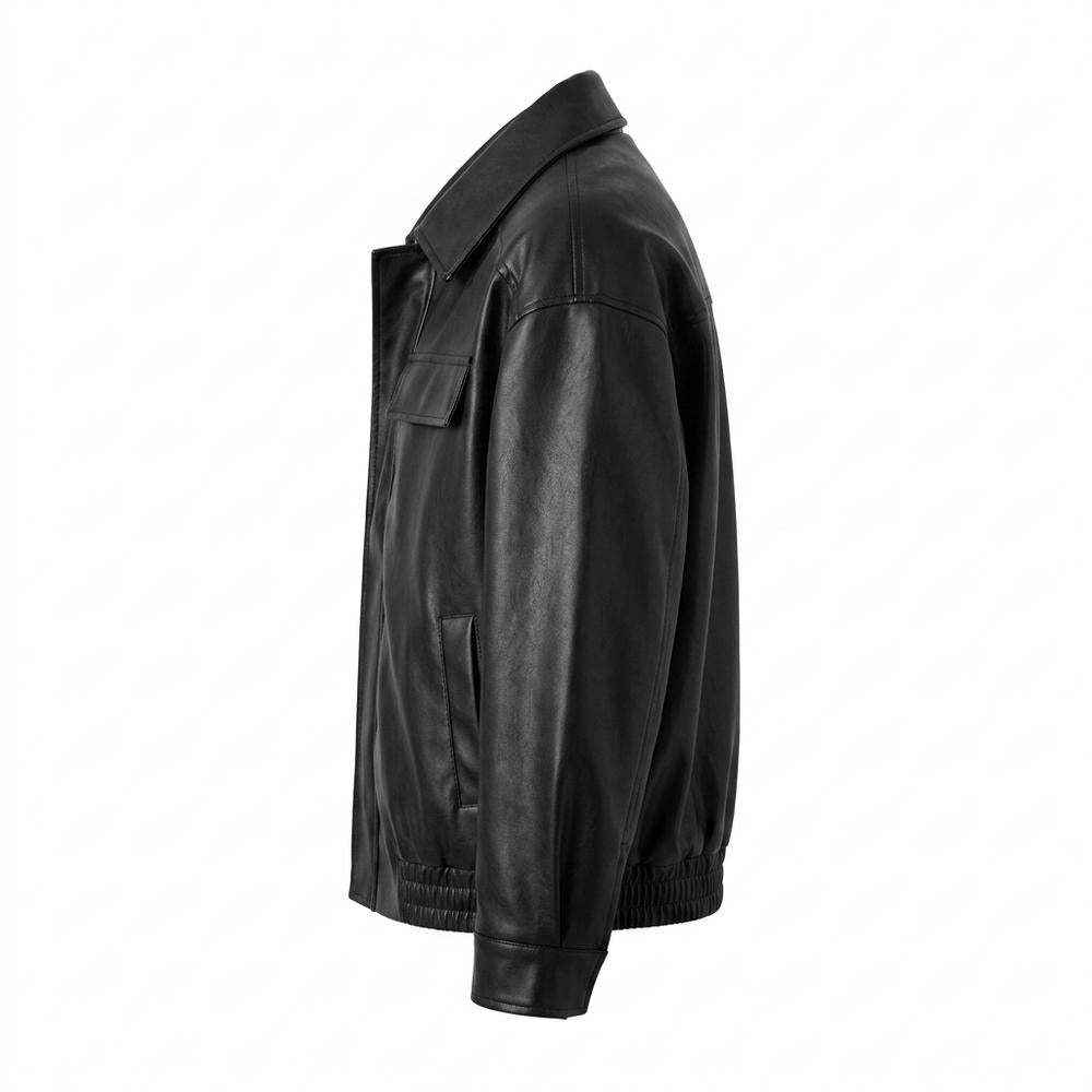 Mens Outlet House - Vilar | Zippered Collared Leather Jacket Men