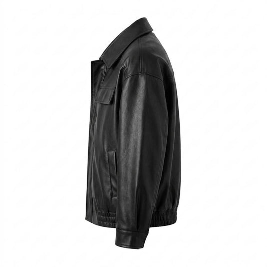 Mens Outlet House - Vilar | Zippered Collared Leather Jacket Men