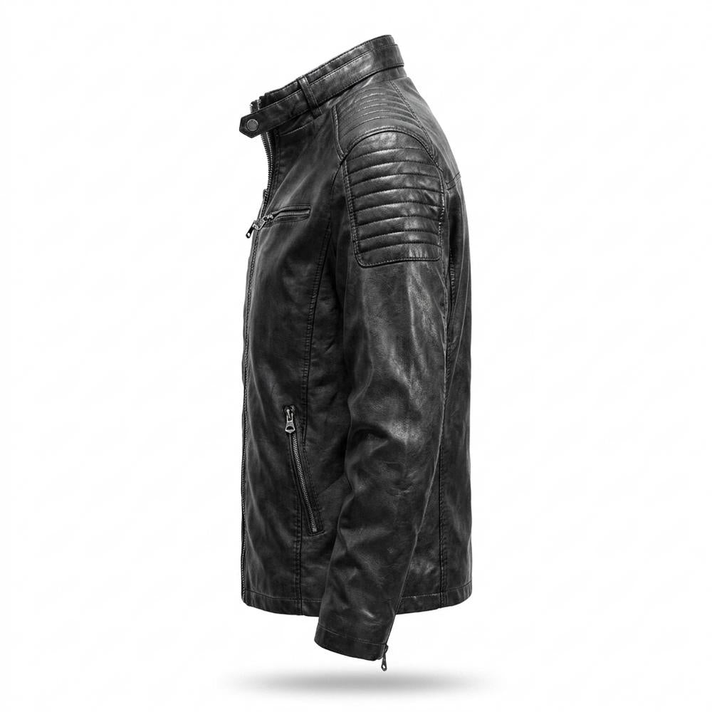 Mens Outlet House - Lolin | Quilted Zippered Leather Jacket Men