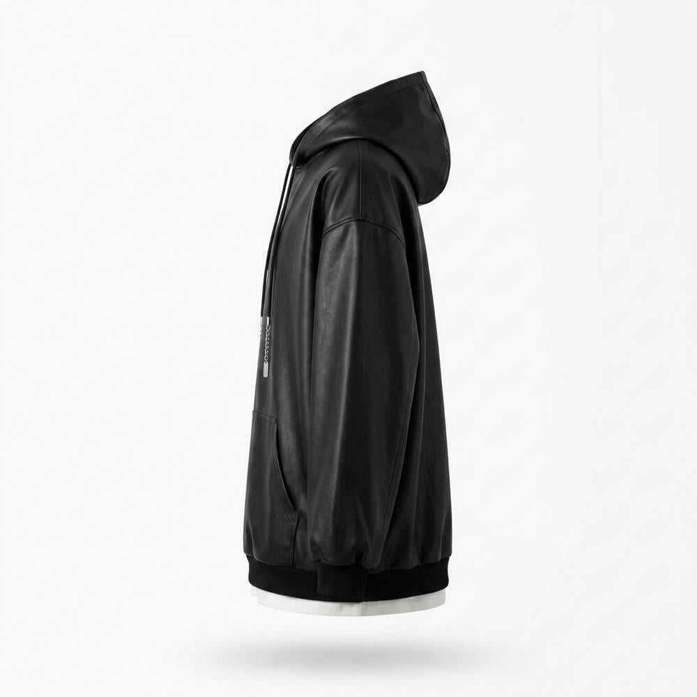 Mens Outlet House - Elmor | Faux Leather Oversized Hoodie Unisex