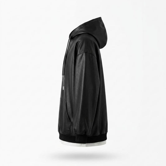 Mens Outlet House - Elmor | Faux Leather Oversized Hoodie Unisex