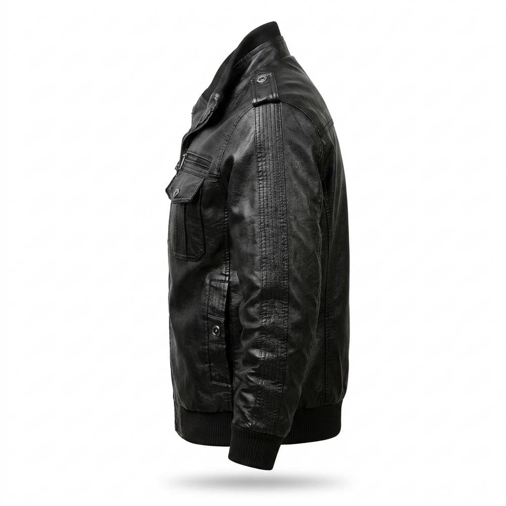 Mens Outlet House - Kesil | Lined Slim Fit Leather Jacket Men