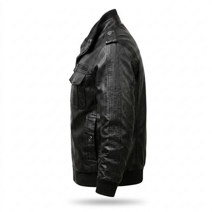 Mens Outlet House - Kesil | Lined Slim Fit Leather Jacket Men